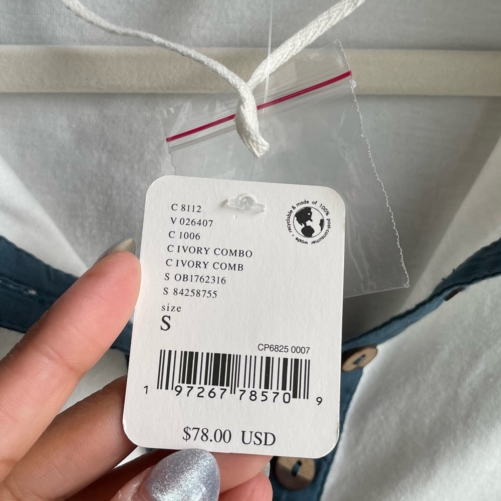 Free People White and Teal Long Sleeve Top - Picture 7 of 10